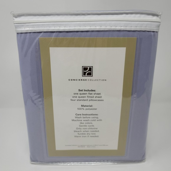 Concierge Collection Queen 6 Pc Soft Sheet Set Lavender Bedding Microfiber New - Picture 4 of 6